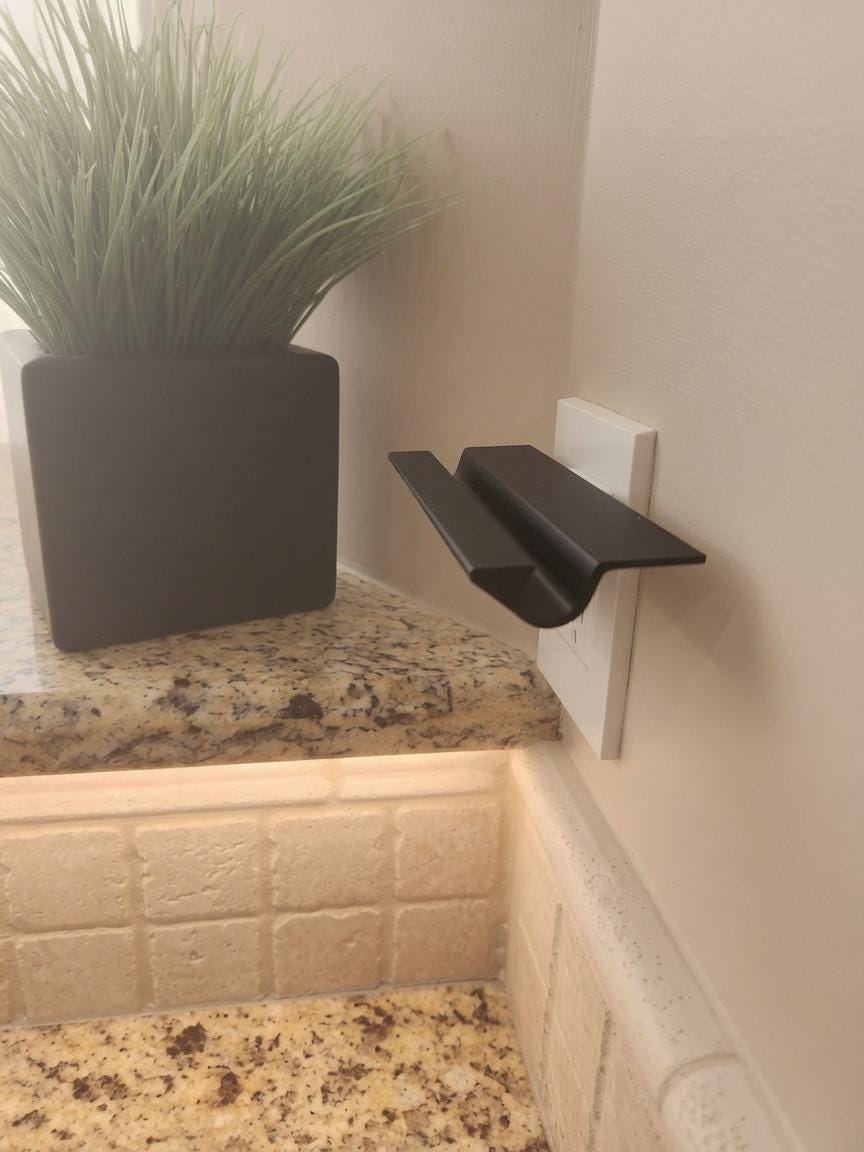 Plastic Outlet Shelf, Cell Phone Tablet Charging Station, Wall Mount Docking Organizer