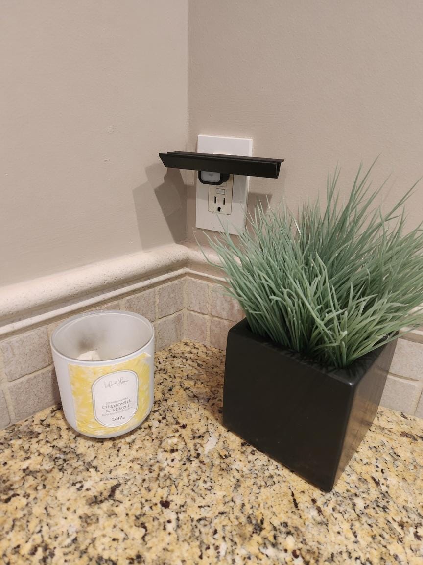 Plastic Outlet Shelf, Cell Phone Tablet Charging Station, Wall Mount Docking Organizer