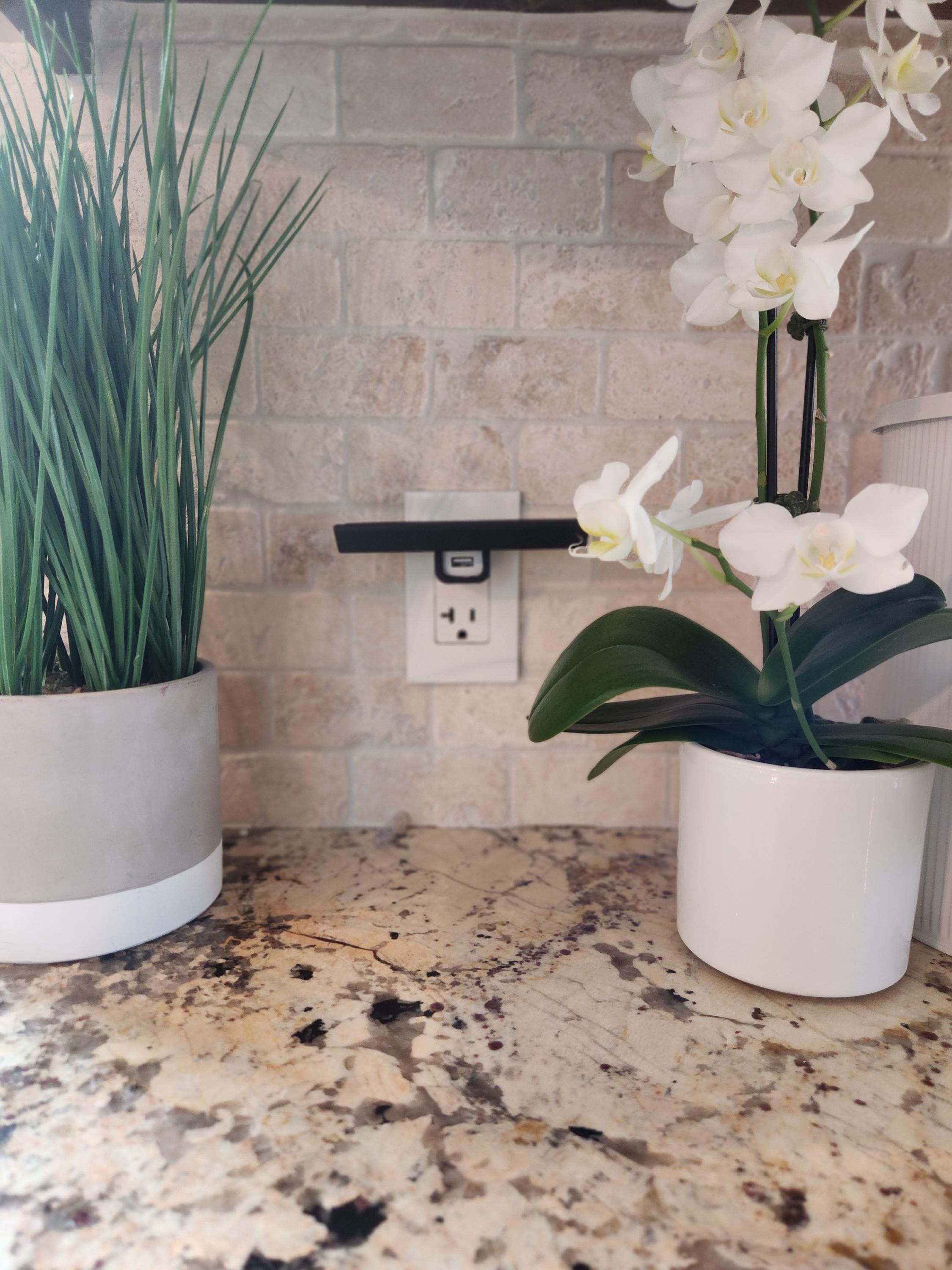 Plastic Charging Station Shelf, Outlet Mount Docking Station, Tech Organizer