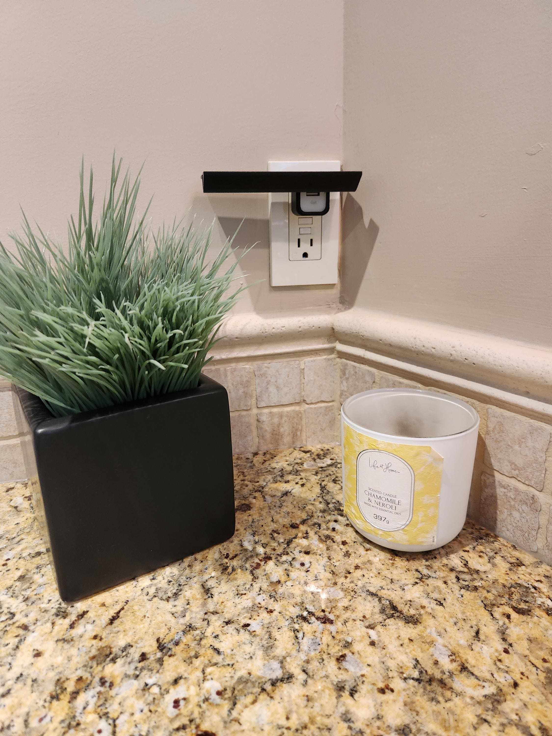 Plastic Charging Station Shelf – Wall Mount Outlet Organizer for Phones, Tablets